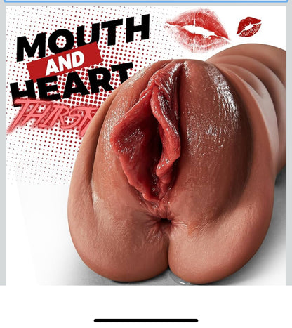 Realistic Pussy, tight Anus Thick Labia Masturbators Sex Toy with 5D Deep Vagina.