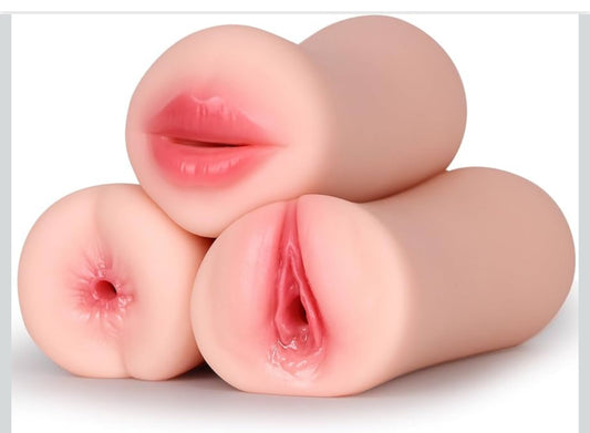 Pack of 3 Pocket toys for Men, Realistic Mouth ,  & Anal Stroker & Vagina Toy, Soft Silicone